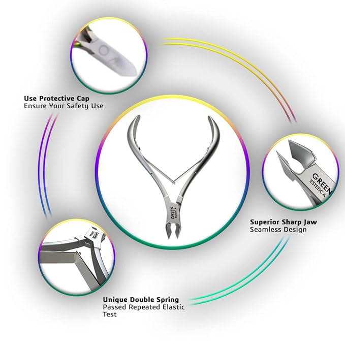 Professional Cuticle Trimmer Nail Cuticle Cutter Stainless Steel Cuticle Nippers with Sharp Blades Double Spring Manicure Tools for Nail Care Pedicure Home Spa (Silver - Pusher Included)