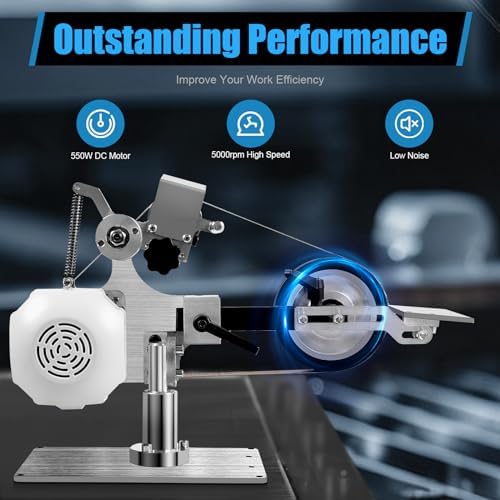 Multi-function Desktop Belt Grinder, 550W 110V 1x30" Vertical/Horizontal Belt Polishing Grinder with Motor, DC Brushless Motor Stepless Speed Regulation Belt Sander Polisher Sharpener Grinder