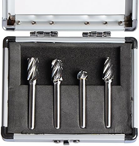 SpeTool Carbide Rotary Burr For Aluminum (Non-Ferrous) Poring And Polishing Bits (Non-Ferrous) 1/4 inch shank 4Pcs/Pack