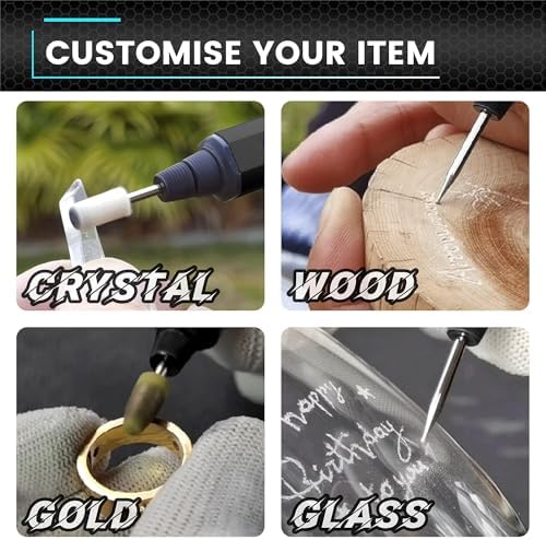 AM ARROWMAX Mini Engraving Pen, HollowCup Motor, 42 Bits with Aluminum Case, OLED, Magnetic Charge, Mini Cordless Rotary Tool, Engraving Pen for Bead, Metal, Wood, Glass and Plastic (SGS),Black