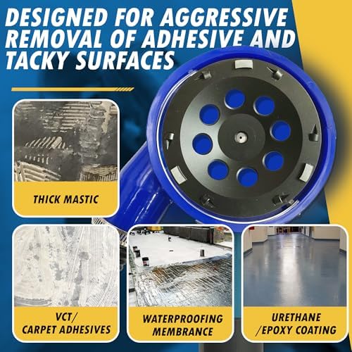 7" PCD Grinding Wheel for Epoxy, Glue, Mastic Removal, 6 Segments with Bar