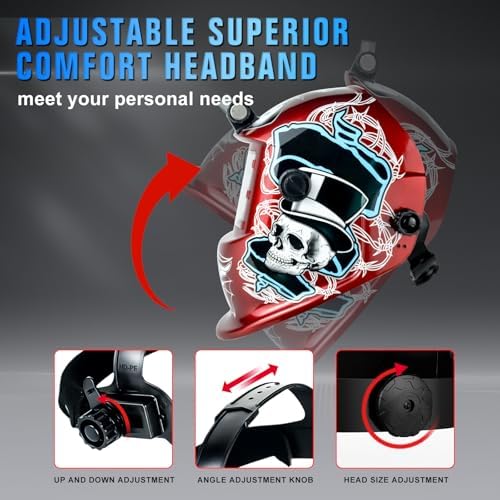 TRQWH Welding Helmet with Light True Color Auto Darkening Welding Helmets for Men Solar Powered Welding Hood with 2 Arc Sensor Wide Shade 4/9-13 for TIG MIG ARC Cool Welder Mask