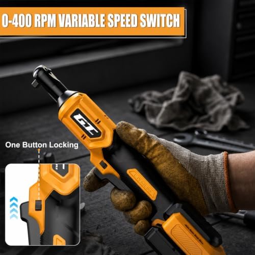 3/8" Cordless Ratchet Wrench for DEWALT 20V MAX Battery, 60 Ft-lbs Brushless Electric Ratchet Tool, Variable Speed 400 RPM, Includes 8 Sockets, 1/4" Adapter & 6" Extension Bar, TOOL ONLY