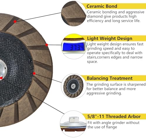 7" Ceramic Bond Diamond Cup Wheel for Concrete, 5/8-11, 400 Grit