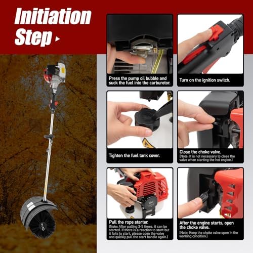 52cc Gas Power Cleaner Outdoor Hand Held Broom 2.3HP 1.8M Driveway Cleaner Nylon Brush for Sidewalk Grass Snow Lawn Cleaning
