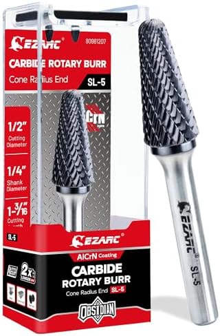 EZARC AlCrN Carbide Rotary Burr Bit, SL-5 Double Cut, 1/4-Inch Shank