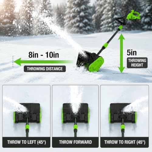 14" Cordless Snow Shovel w/ 2 Batteries, 830W Electric Snow Blower