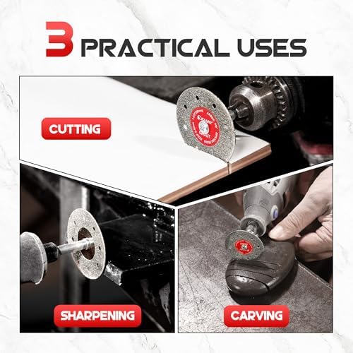 EZARC 1-1/2 Diamond Tile Cutting Wheels with Mandrel, 0.6mm Kerf, 3-Pack
