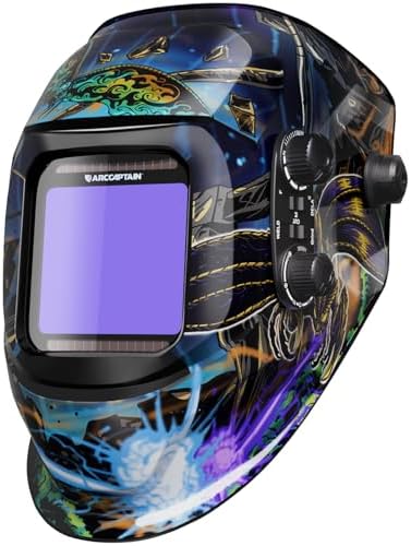 ARCCAPTAIN Auto Darkening Welding Helmet, 3.94"X3.66" Large Viewing Screen