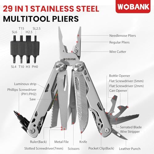 29-in-1 Multitool Pliers, Full-size, EDC Knife, Stainless Steel