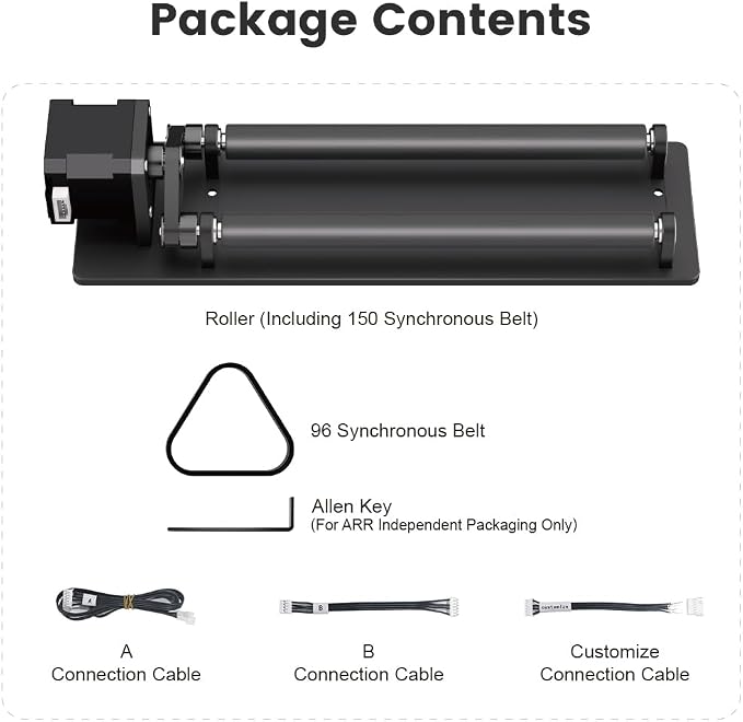 Algolaser Mini Rotary Roller - 360° Adjustable Rotary Roller - Y-axis Rotary Roller Attachment for Cylindrical Objects Tumblers,Bottle – No Laser Function