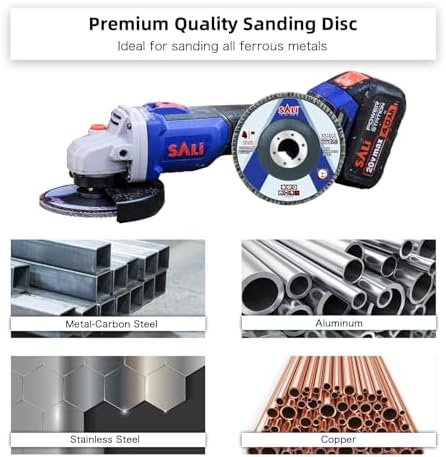 Sali 48 Pack Flap Disc 80 Grit 4.5" x 7/8-Inch Sanding Disc Bevel Type #29 Premium and Industrial Grade Angle Grinder Grinding Wheel High Performance Edge Grinding