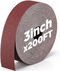 120 Grit Abrasive Sandpaper Roll 3''x 200 ft Drum Sander Sand Paper Roll Emery Cloth Rolls for Drum Sander Continuous Paper Wood Automotive Polishing