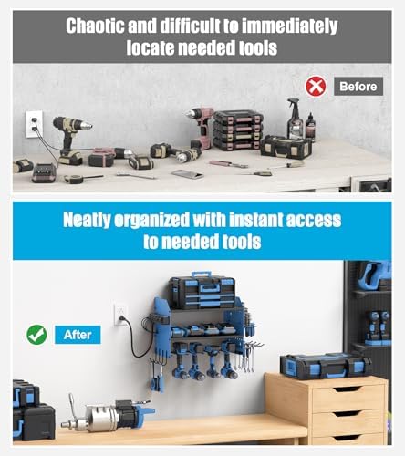 CCCEI Modular Power Tool Organizer Wall Mount with Charging, Blue, 1 Pack