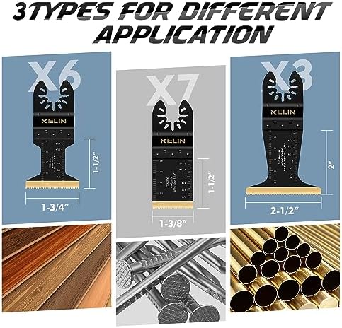 KELIN 16pcs Titanium Oscillating Tool Blades, Universal Multitool Blades