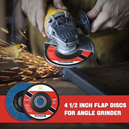 28 Pack 4 1/2 Inch Flap Disc Angle Grinder Sanding Disc Type 27 Flap Discs Premium High Density Jumbo 40 60 80 120 Grit Zirconia Flap Sanding Disc (4 1/2 inch x 7/8 Inch)