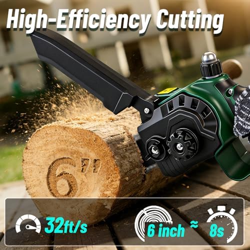2-in-1 Pole Saws for Tree Trimming, Mini Chainsaw Cordless 6 Inch with 15 FT Max Reach, Electric Pole Saw with 2*21V Battery, Auto-Oil Brushless Branch Cutter for Tree Trimmer Pole Saw Green
