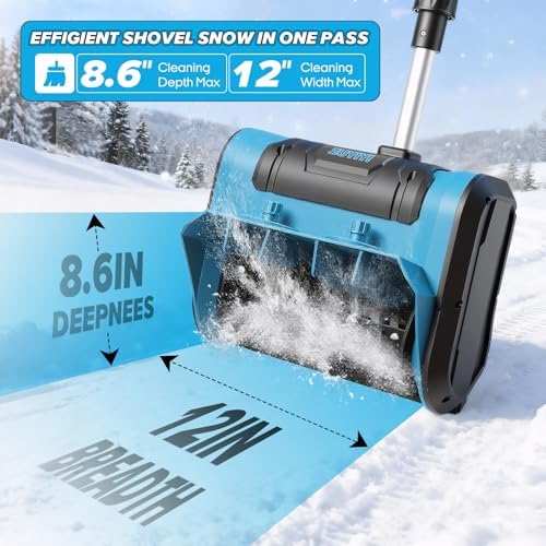 Cordless Snow Shovel for Makita 18V Battery (NOT Included), 12" Width, 8.6" Depth Electric Snow Blower, 23FT Throw Distance Snow Removal Shovel with Directional Plate for Driveway, Patio, Deck