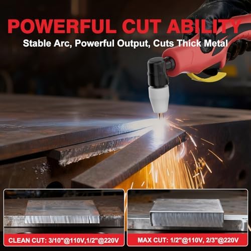 Plasma Cutter 55A, 110V/220V Plasma Cutter Machine with Large LED Display, Contact Arc Start, IGBT Inverter, 1/2” Clean Cut, 2T/4T, Portable Plasma Cutting Equipment for DIY & Workshop