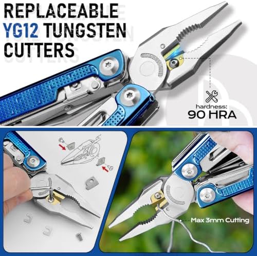 BIBURY Multitool Pliers with Blue Titanium Handle & 440A Knfie, BI2049BL