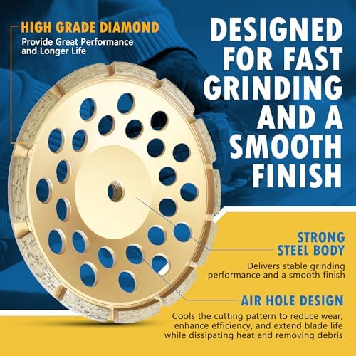 7" Diamond Grinding Wheels for Concrete or Masonry, 5/8"-11 Arbor