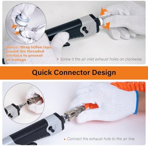 3/8" x 13" High-Performance Pneumatic Sander for Metal Deburring Handheld Pneumatic Belt Sander with 3pc Sanding Belts (#40, #60, #80) Weld Polishing，Aluminum, Iron, Steel Finishing Tool