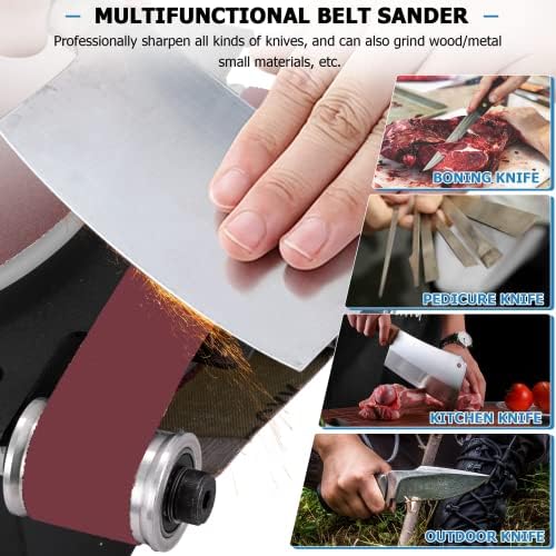 MXBAOHENG Mini Belt Disc Sander 6-Inch Sanding Disc and 1.2 x 15-Inch Sanding Belts for Wood Metal Stone Grinding, Small Spindle Sander Machine for Curve Grinding, with Chuck & Flexible Shaft