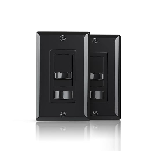 ECOELER Black Dimmer Light Switch, Single Pole/3-Way LED Slide Dimmer Electrical Light Switch, Compatible with LED Dimmable Lamp, CFL, Incandescent, Halogen Bulb, Wall Plate Included, 2 Pack