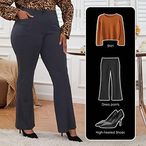 DGD Wrinkle-Free Stretch Dress Pants Plus Size for Women Pull-on Pant Ease into Comfort Office Pant
