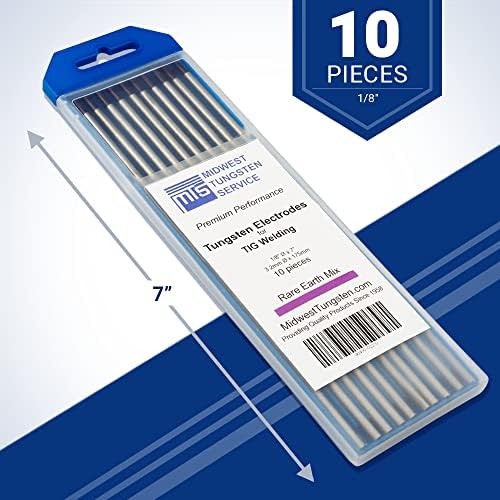 Midwest Tungsten Service TIG Welding Tungsten Electrodes 10-Pack (Purple - Rare Earth Blend (EWG), 1/8")