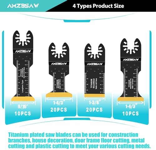 AMZBSAW 60PCS Titanium Metal Cutting Blades for Wood, Nails & Plastic