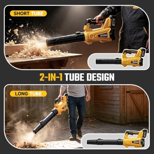 Leaf Blower Cordless - 735CFM Electric Leaf Blower with 2 * 4.0Ah Batteries and Charger, 6 Speed 21V Powerful Blowers for Garden Lawn Care Patio Blowing Leaves Dust Snow Gift for Men