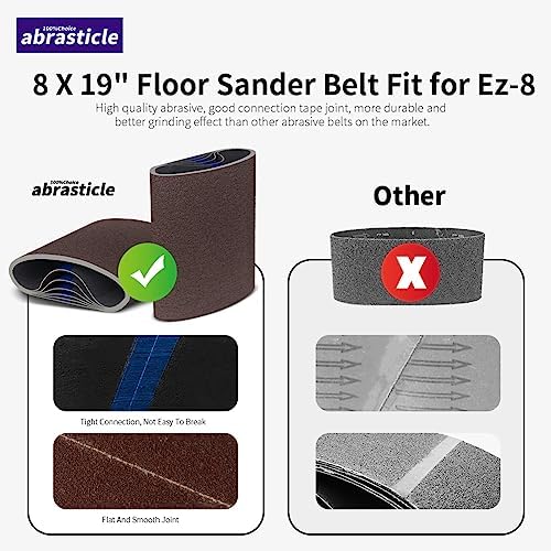 12 Packs 8 x 19 inch 80 Grit Cloth Floor Sanding Belts Ideal for Sanding Commercial and Residential Flooring