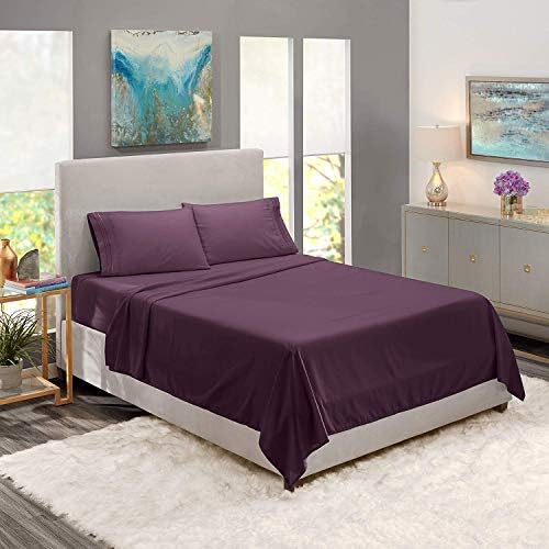 Luxury Linens JS Sanders 1200 Series FULL / Double Size Sheet Set in EGGPLANT Purple Plum