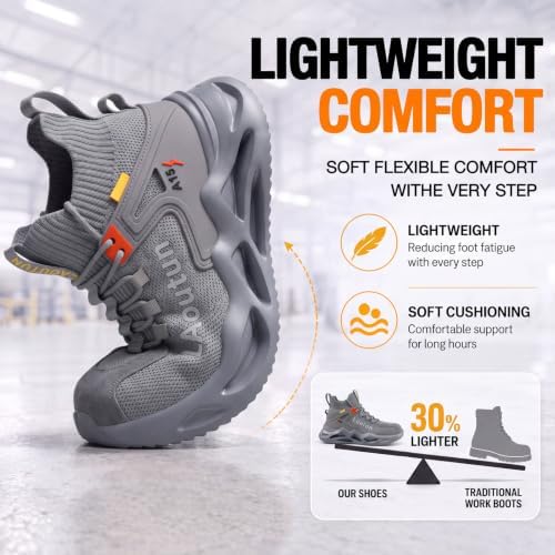 LAoutun Steel Toe Shoes for Men Work Shoes Safety Sneakers Lightweight