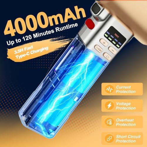 730PRO Car Blower for Drying Cordless | Up to 260MPH 740CFM Turbo Dryer Air Leaf Blower | Detachable Handle, 3.5H Type-C 2A Fast Charge, 5 Speeds, for Car/Hood/Yard/Sawdust/Fluffy Snow
