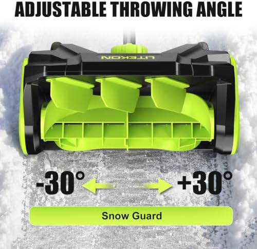 Litekon 40V Brushless Cordless Snow Shovel, 15-Inch Electric Snow Blower with 2X 4.0Ah Batteries & Charger, Battery-Powered Snow Removal with 30FT Throw Distance for Patio, Deck, Driveway,Green