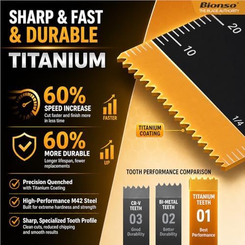 Bionso 19PCS Titanium Oscillating Tool Blade, Professional Universal Multitool Blades for Wood Metal, Multi Tool Blades Kits, Oscillating Saw Blades