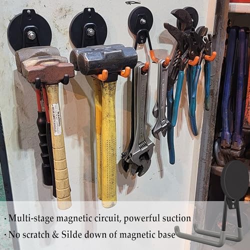 ULIBERMAGNET Magnetic Garage Hook, Cordless Drill Hooks Heavy Duty,Power Tool Organizer,Large Manget with Hooks for Workshop Organization,2 Pack Hook for Drill,Garden Tool(Gray)