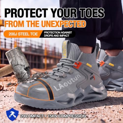 LAoutun Steel Toe Shoes for Men Work Shoes Safety Sneakers Lightweight
