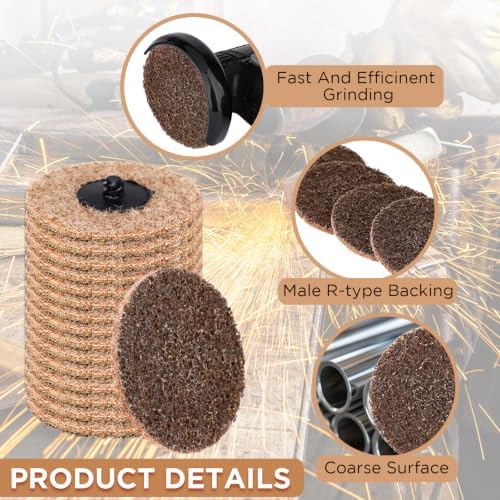 50 Pcs 2 Inch Sanding Discs Khaki Quick Change Sanding Discs Nylon Surface Conditioning Grinder Wheels for Angle Grinder, Stock and Rust Removal, Grinding, Deburring