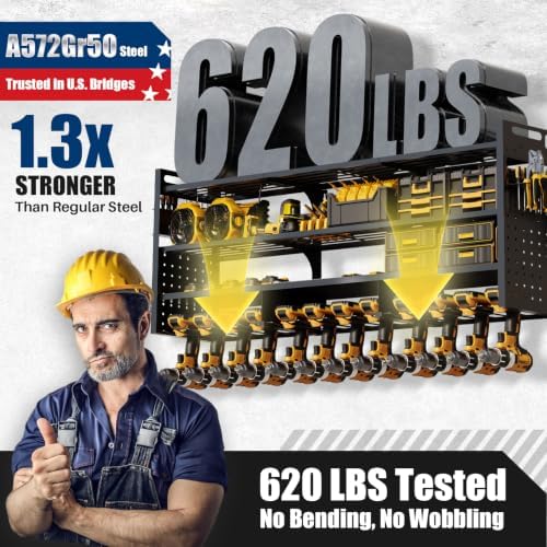 Large 49'' Wide Power Tool Organizer Wall Mount, 4-Tier