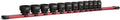 Capri Tools 3/8 in. Drive Stubby Impact Socket Set, SAE, 5/16 to 1 in., 12-Piece with Red Aluminum Socket Rail