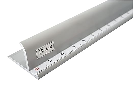 Victor 18-Inch Professional Aluminum Safety Ruler with Finger Guard Edge and Non-Slip Base – Precision Cutting Tool for Craft Projects – Durable Safety Ruler