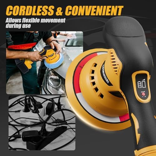 Cordless Car Polisher for Car Detailing Compatible, Yellow