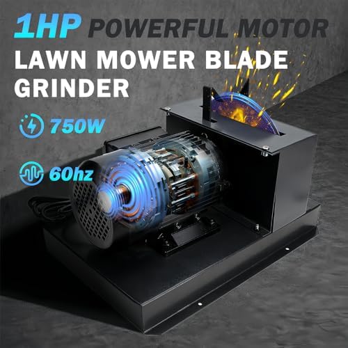 Lawn Mower Blade Sharpener, 1HP 750W Lawn mower Blade Grinder with 9-inch Ceramic Grinding Wheel and 36 Grit & 60 Grit Sanding Disc for High/Low Lift Blades, Gator Blades, Flat Blades Replace JLD10-8