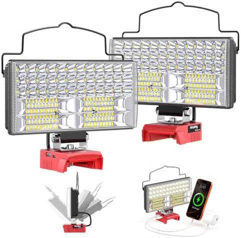 2PCS Cordless LED Work Light Compatible with Milwaukee 18V Battery(Tool Only) - Flood Construction Light Emergency Portable for Work Shop | Car Repair | Outdoor - 145W 14500Lumen