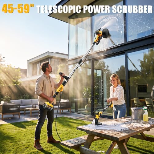 Cordless Electric Power Scrubber Compatible with DeWalt 20V Max Battery