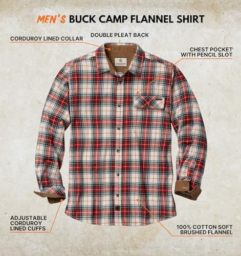 Legendary Whitetails Mens Flannel Long Sleeve Button Down 100% Cotton Shirt
