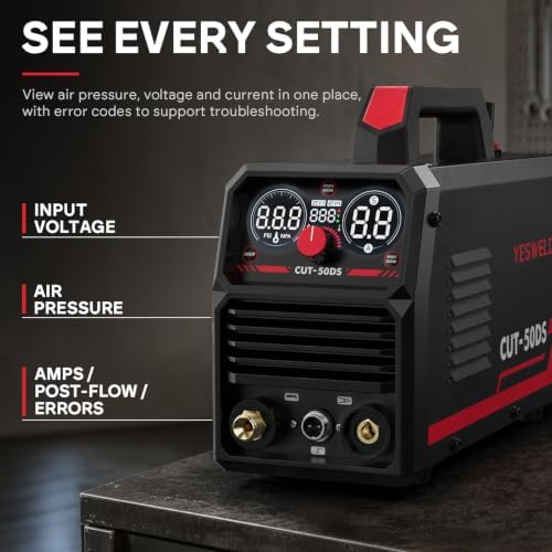 YESWELDER CUT-50DS 50A Plasma Cutter, 110/220V, 1/2 in Clean Cut, IGBT